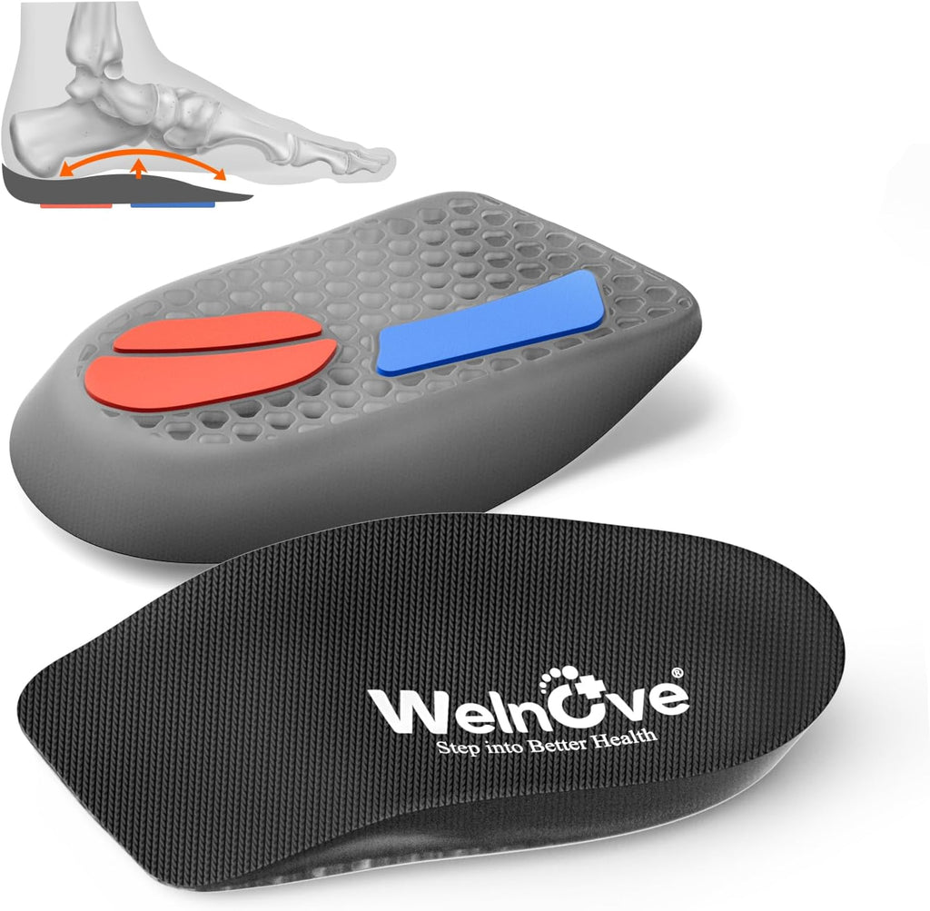 Heel Cup Plantar Fasciitis Inserts - Welnove Shock-Absorbing Soft Gel Heel Cushion Cups with Arch Support for Heel Spur Achilles Tendonitis Flat Feet - Heel Pads for Shoes,Women 10.5-13 Men 8.5-12