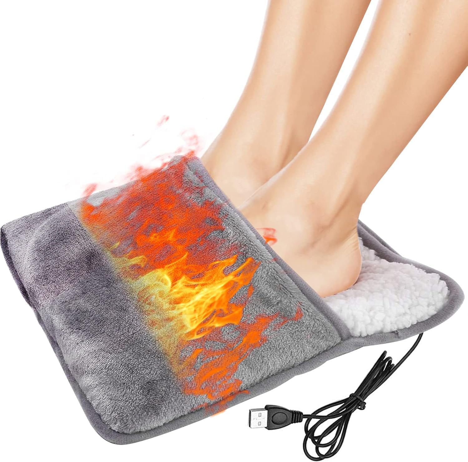 Heated Foot Warmer,USB Winter Warm Heating Foot Pad,Electric Feet Warmer Fast Heating Pad,Cosy Cotton Electric Feet Cushion,for Bed Under Desk Office Home Xmas