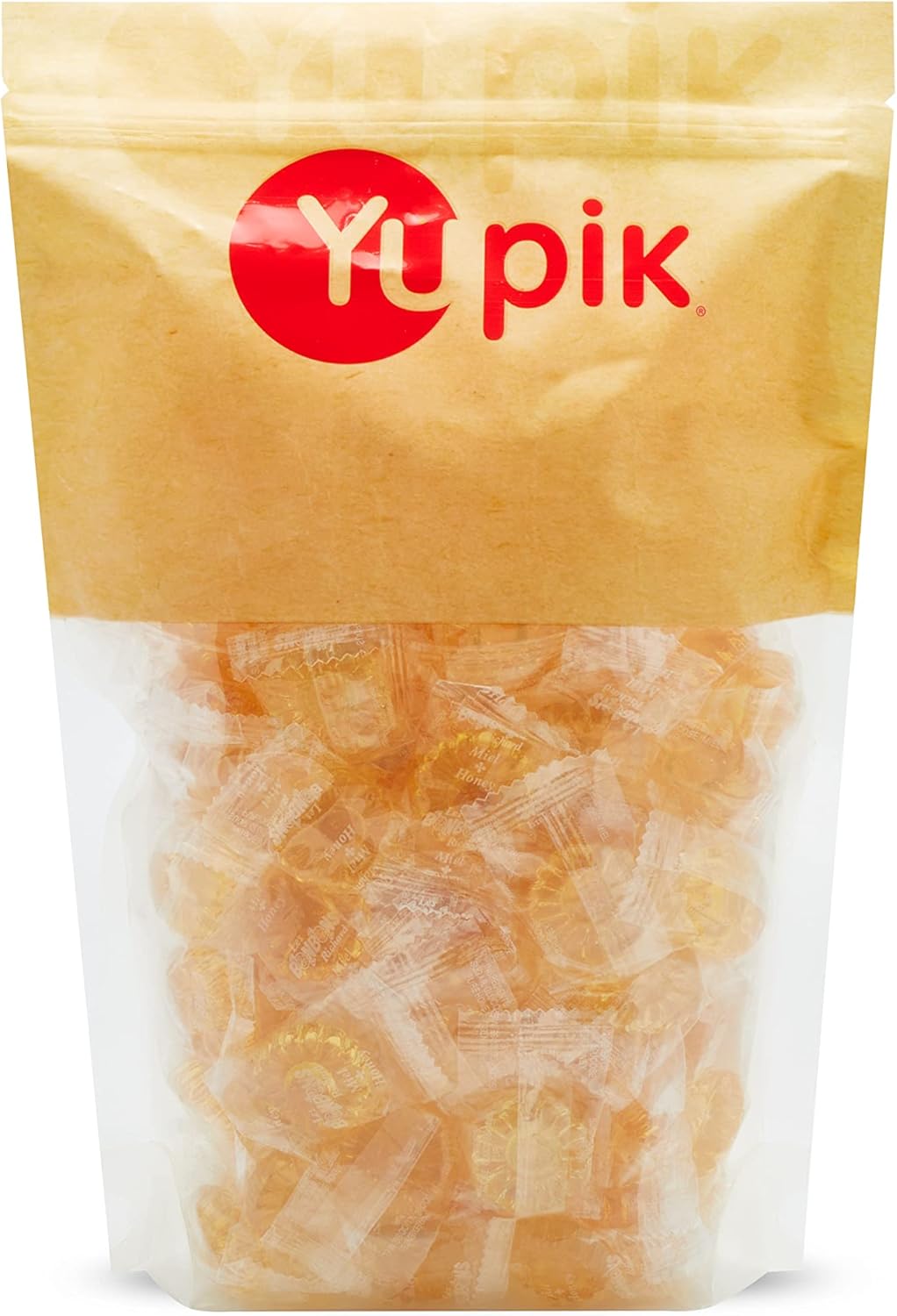 Yupik Honey Barley Sugar Candies, 2.2 lb (35.2 oz), Individually Wrapped Hard Candies, Gluten-Free, Low-Calorie, Fat-Free, Sweet Honey Flavour, Ideal for Snacking & Gifting