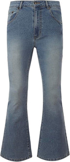 Wbestwind 70s Disco Pants for Men Relaxed Stretch 60s 70sBell Bottom Fit Comfort Flared Retro Leg Denim Vintage Jeans,Flo,TAG XL