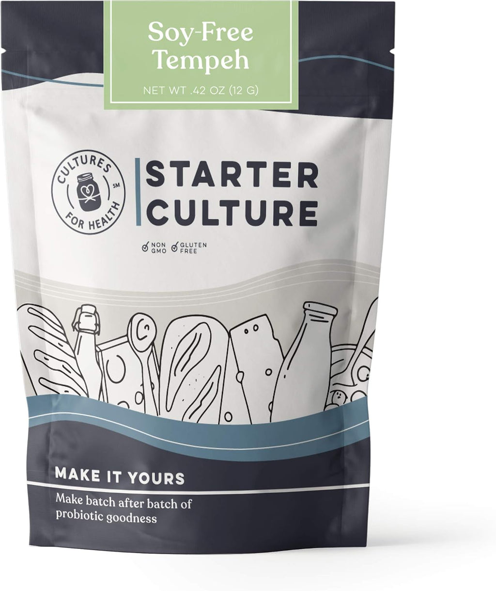 Cultures For Health Soy-Free Tempeh Starter Culture | 4 Packets Spores for DIY Plant Based Meat | Gluten Free, Non-GMO Indonesian Food | Make Meatless Bacon, Vegan Nuggets, & More High Protein Snacks