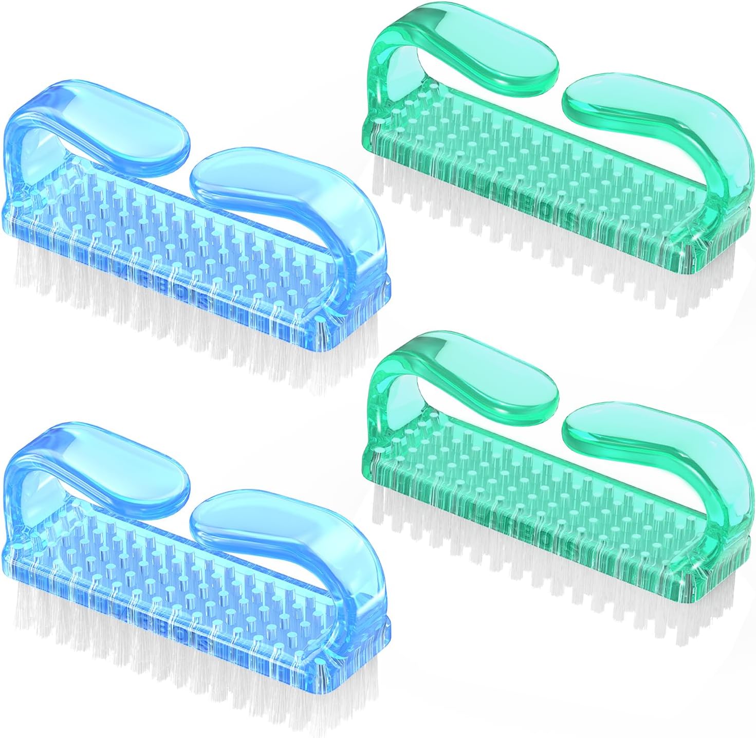 Handle Grip Nail Brush, Hand Fingernail Brush Cleaner Scrubbing Kit Pedicure for Toes and Nails Men Women (4 Pack)