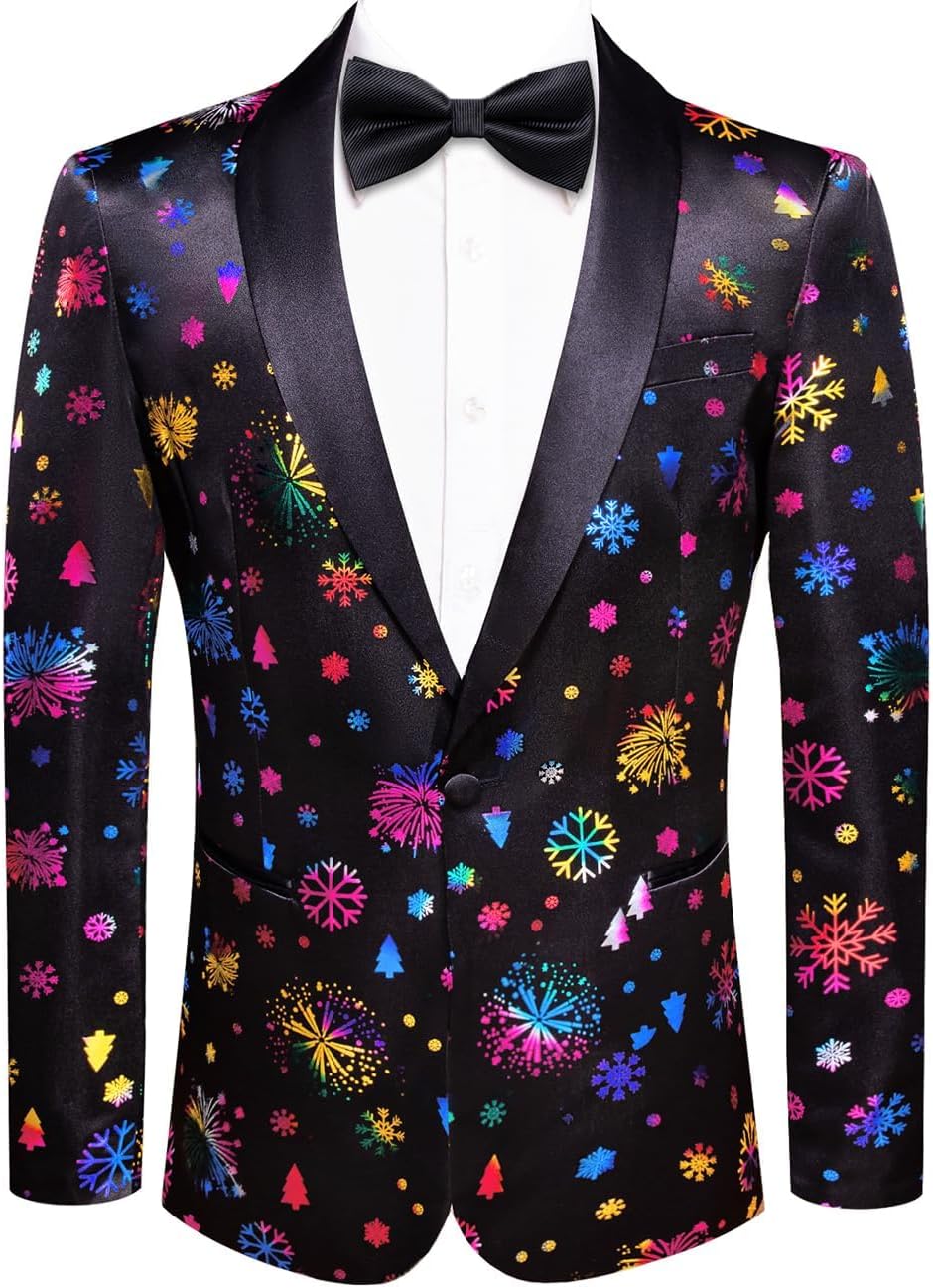 Hi-Tie Stylish Men Suit Jacket Blazer Shawl Lapel One Button Slim Fit Long Sleeve Jacket Tuxedo Party Dinner