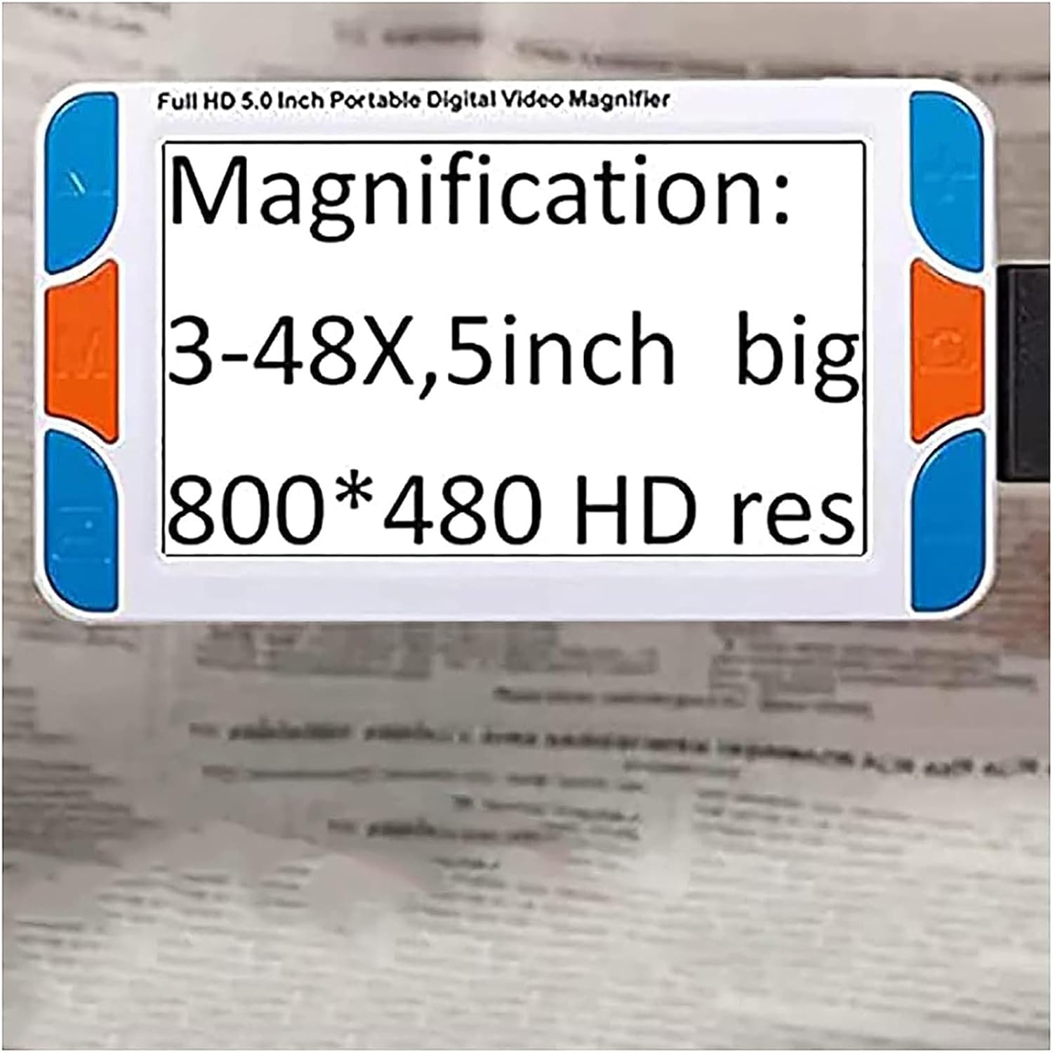 5 Inch Portable Video Digital Magnifier,Portable Handheld Digital Magnifier with LCD Display, 3x-48x Zoom and 26 Color Mode,for Visually Impaired