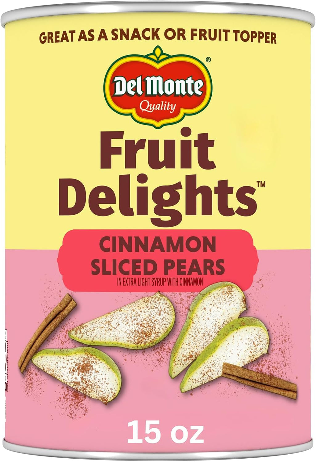 Del Monte Fruit Delights Sliced Pears with Cinnamon in Extra Light Syrup, 15 oz. Can