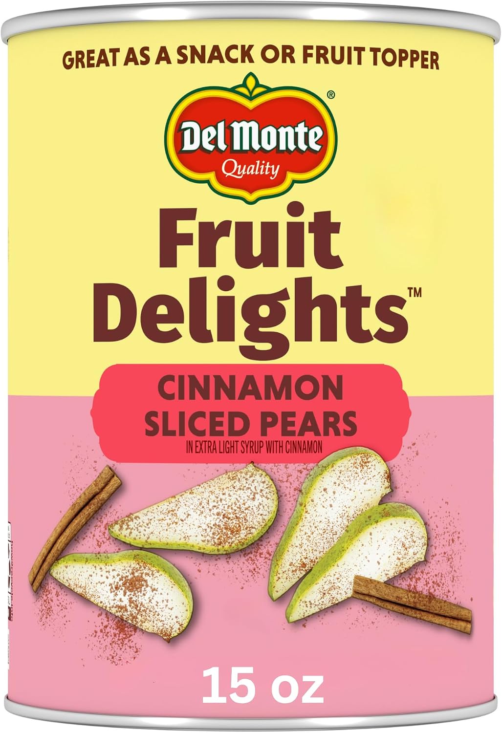 Del Monte Fruit Delights Sliced Pears with Cinnamon in Extra Light Syrup, 15 oz. Can
