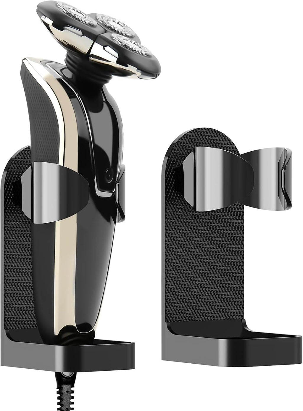 Linkidea 2 Pack Wall Mount Electric Shaver Holder, Self-adhesive Shower Organizer for Philips 7, 9 Series, Bathroom Razor Stand (Black)