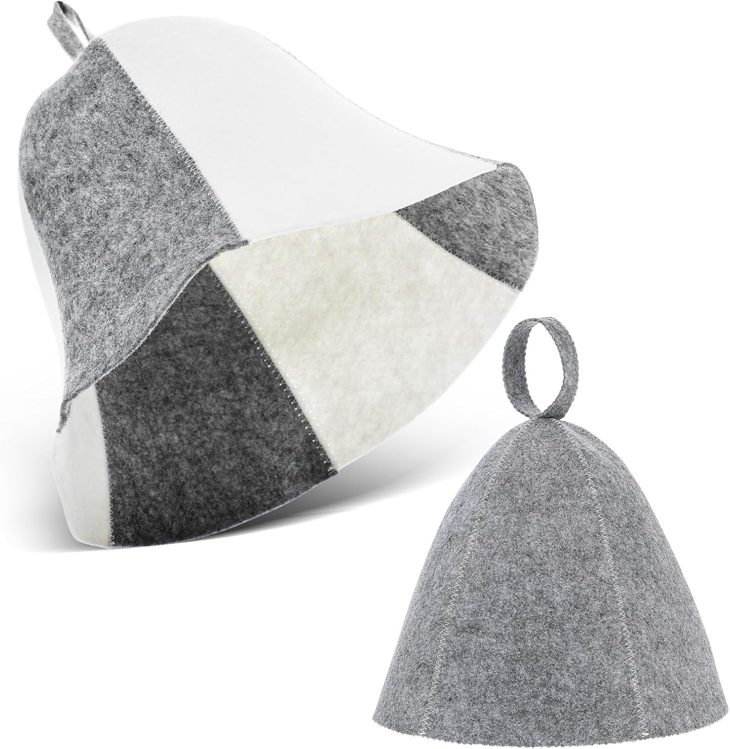 Yolev 2pcs Sauna Hat for Women Men Wool Felt Sauna Cap Russian Banya Cap Saunas Hat for Spa Steam Room Gray White