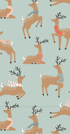 IHR Ideal Home Range Dinner Napkins Disposable 3-Ply Paper Guest Hand Towels, 8.5" x 4.5", Dancing Deer Allover, 16-Count