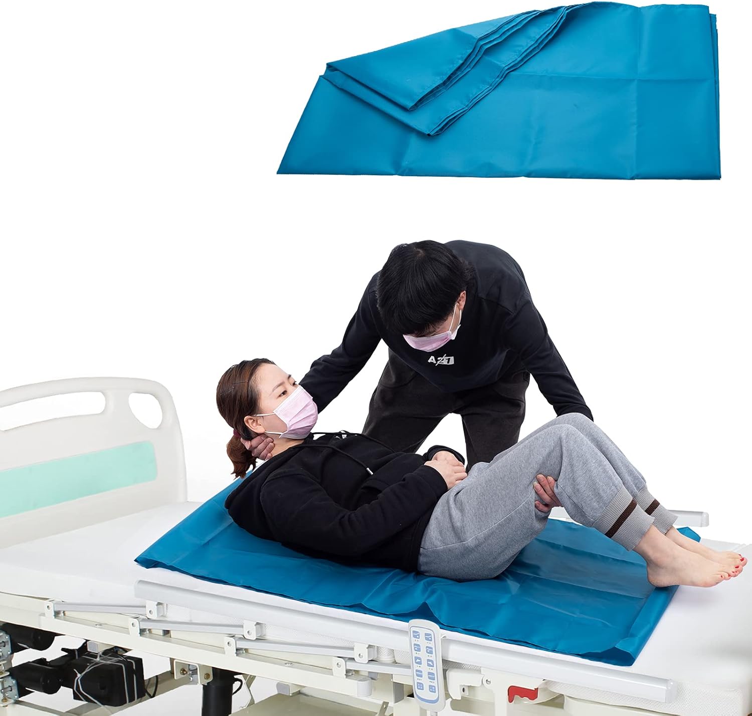 LOSCHEN Tubular Slide Sheet for Elderly Transfer, Sliding Draw Sheets to Assist Moving Elderly - for Cars, Vehicles, Wheelchairs and Bed - Hospitals & Home Care (Lake Blue,28"x47"(72x120cm))