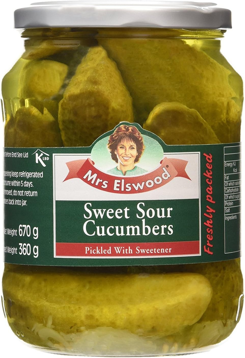 Mrs Elswood Sweet and Sour Cucumbers Pickle, 670 g