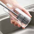 Flexible Silicone Cup Brush – Long-Handle Tool for Deep Cleaning Bottles & Narrow Necks-Grey