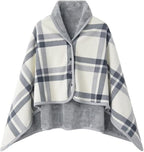 Fleece Wearable Blanket,Comfy Warm Wrap Shawl Poncho Throw with Buttons,Office Chair Lap Sofa Bed Travel Cape Cover