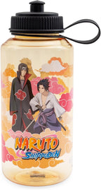 JUST FUNKY Naruto Shippuden Characters Plastic Water Bottle With Push Cap | Large Sports Jug For Gym, Work | Holds 32 Ounces