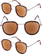Mass Vision 'The Esteemed' Ultralight Unisex Round Frame Sunglasses + Full Lens Reader (No Bifocal) - UV400 Coverage (3 Pack)