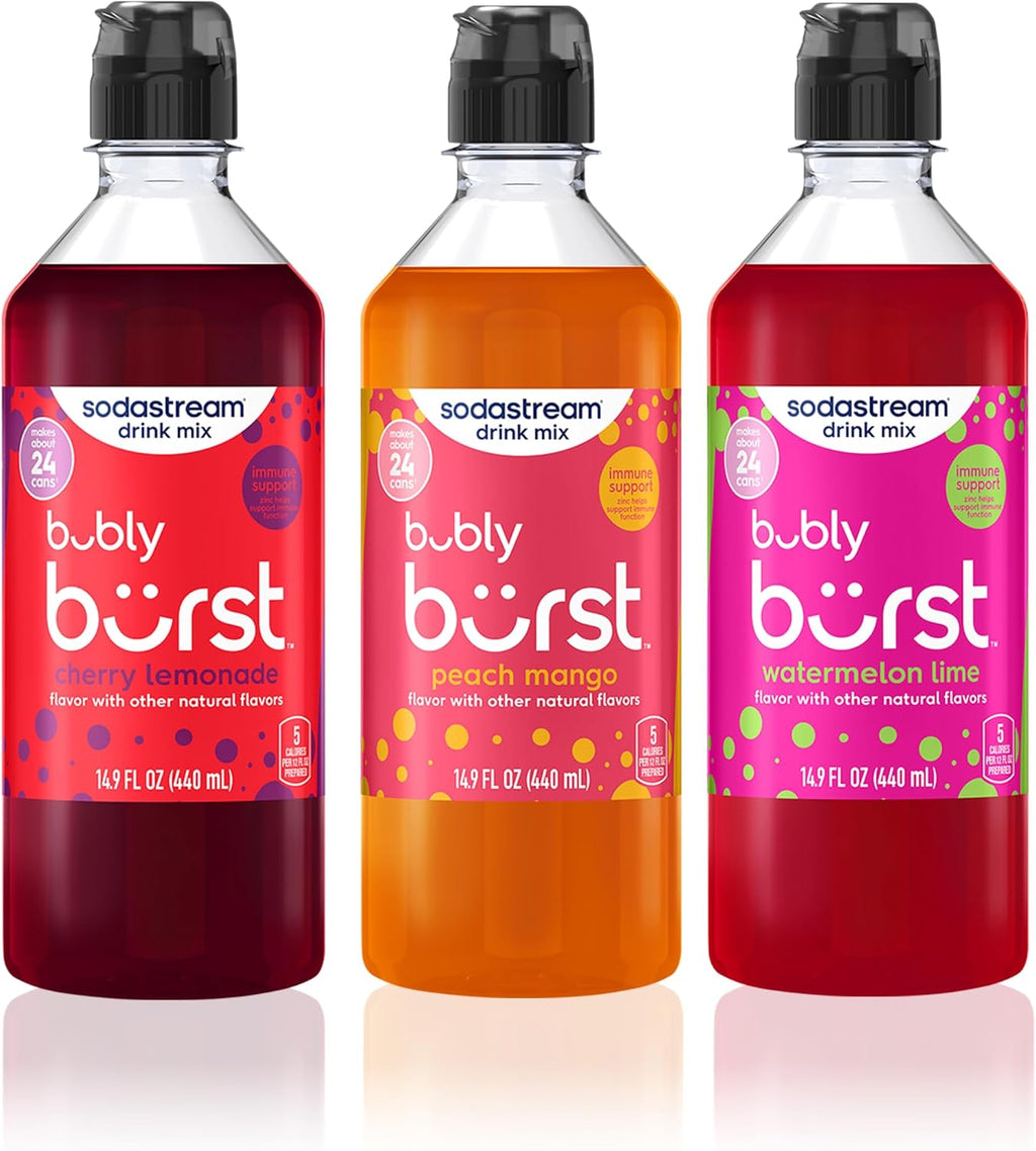 SodaStream Bubly Burst Variety Pack, New Pour Bottle Drink Mix (440ml, Pack of 3)