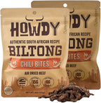HowdySnax Biltong Chili Bites – 2 Pack (8 oz Total) – Air‑Dried Spicy Beef Snack • High‑Protein • Keto & Paleo Friendly • No Preservatives • Made in USA