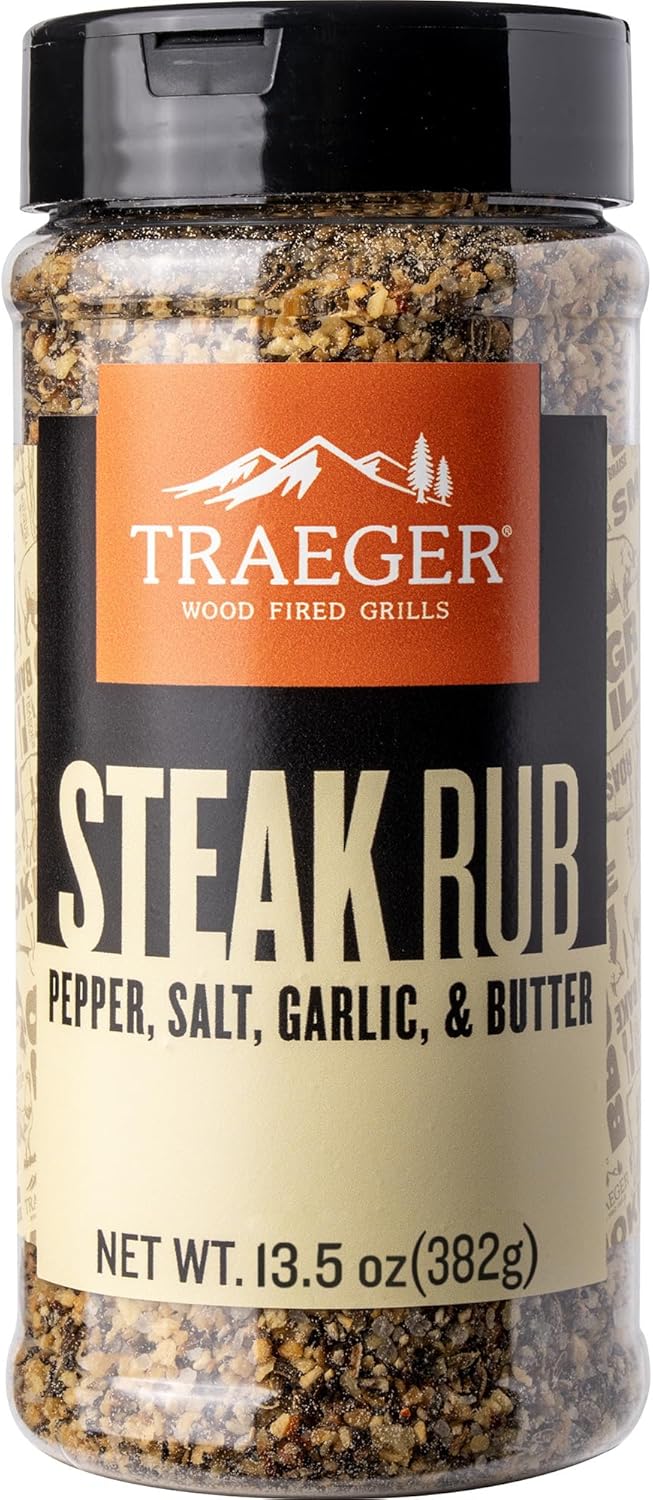 Traeger Grills SPC281 Steak Rub, Premium BBQ Seasoning with Pepper, Salt, Garlic & Butter Flavor, Bold Savory Blend for Steak, Beef, Burgers & Outdoor Grilling