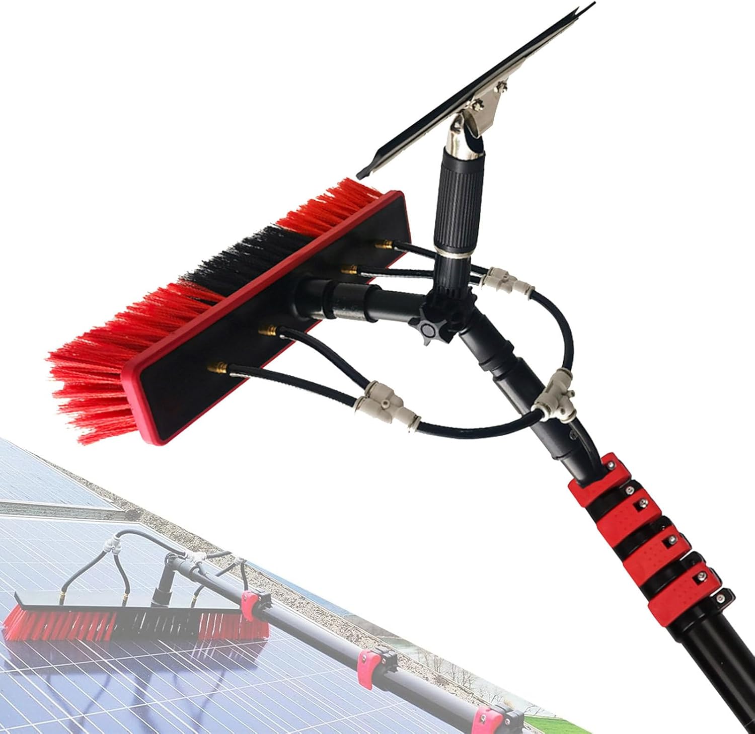 Water Fed Telescopic Brush, High Window Cleaning Kit with Pole, Solar Panel Cleaning Brush for Home and Commercial Window Cleaning,3.6m/12ft