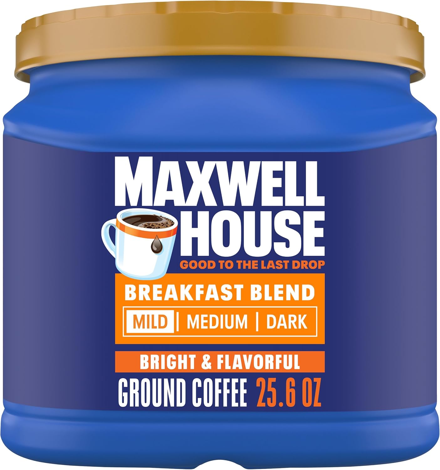 Maxwell House Breakfast Blend Mild Roast Ground Coffee, 25.6 oz Canister