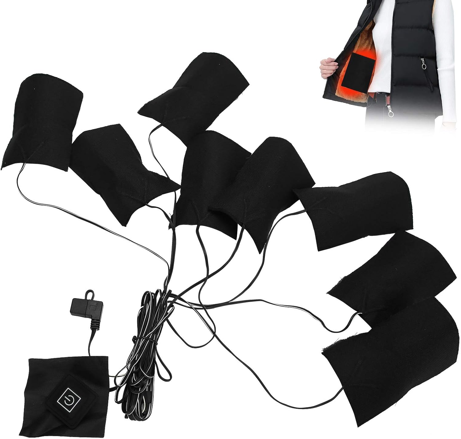 Electric Heated Pad, Clothes Heating Pad,Heat Pad USB,Adjustable Third Gear Temperature 8 in 1 Metal Fiber Warm Winter Electric Clothing Heating Pads Gears Waterproof Clothes Vest Jacket Pads For Heat