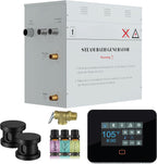 Builders Series 10.5kW Steam Bath Generator with Quickstart Continuous Steam, Black Digital Touch Pad, Built-in Auto-Drain, and Aroma Steamhead in Matte Black