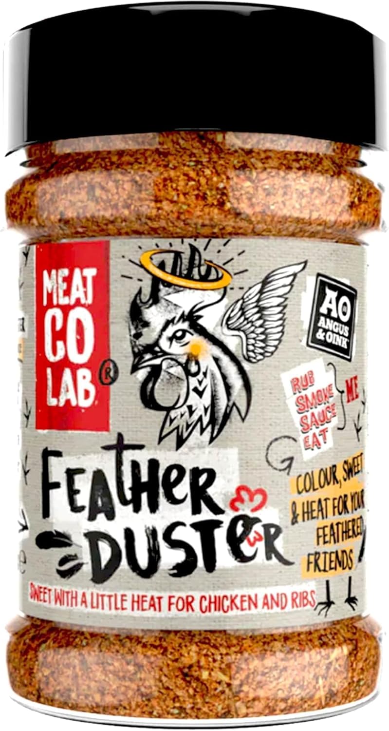 Angus & Oink | Feather Duster Rub | Sweet & Smoky Seasoning with Paprika, Orange, Lemon & Chipotle | Perfect for Chicken Wings & Pork | Versatile BBQ Rub | 200g