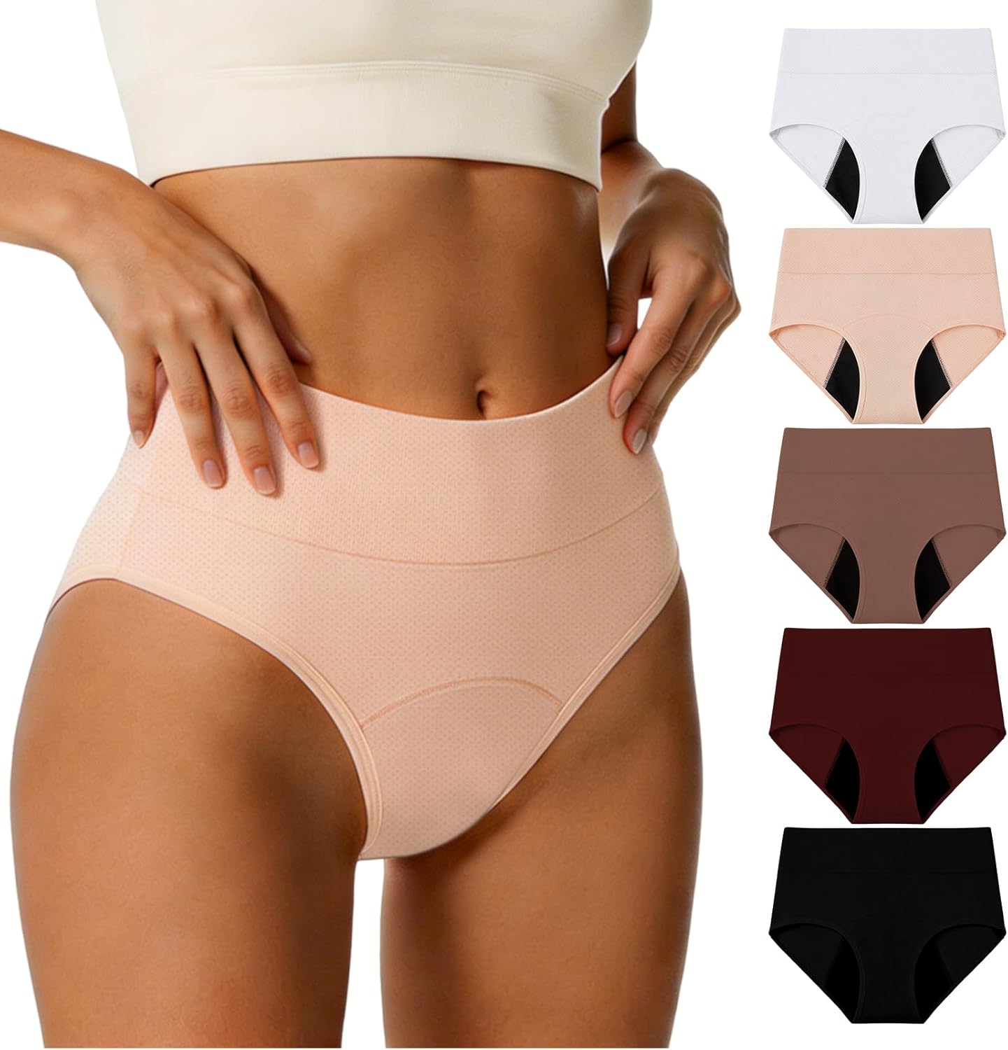 IENIN Incontinence Underwear for Women: Washable & Reusable Incontinence Underwear, Soft, Discreet, Absorbent, Machine-Washable (Large, Pack of 5)