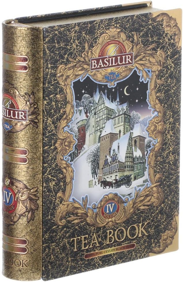 Basilur Gift Tea Set - Book Vol 4 | Collectable Metal Tin Caddy | Pure Ceylon Black Tea With Silver Tips | Non GMO Loose Leaf | 100g /3.52 oz.