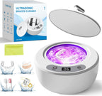 Ultrasonic Retainer & silver Jewelry Cleaner Machine 49kHz with UV Light and Timer Portable for Dentures Aligners, Braces,Dental pod,Mouth Guards,Night Guards,Makeup Brushes,Ring