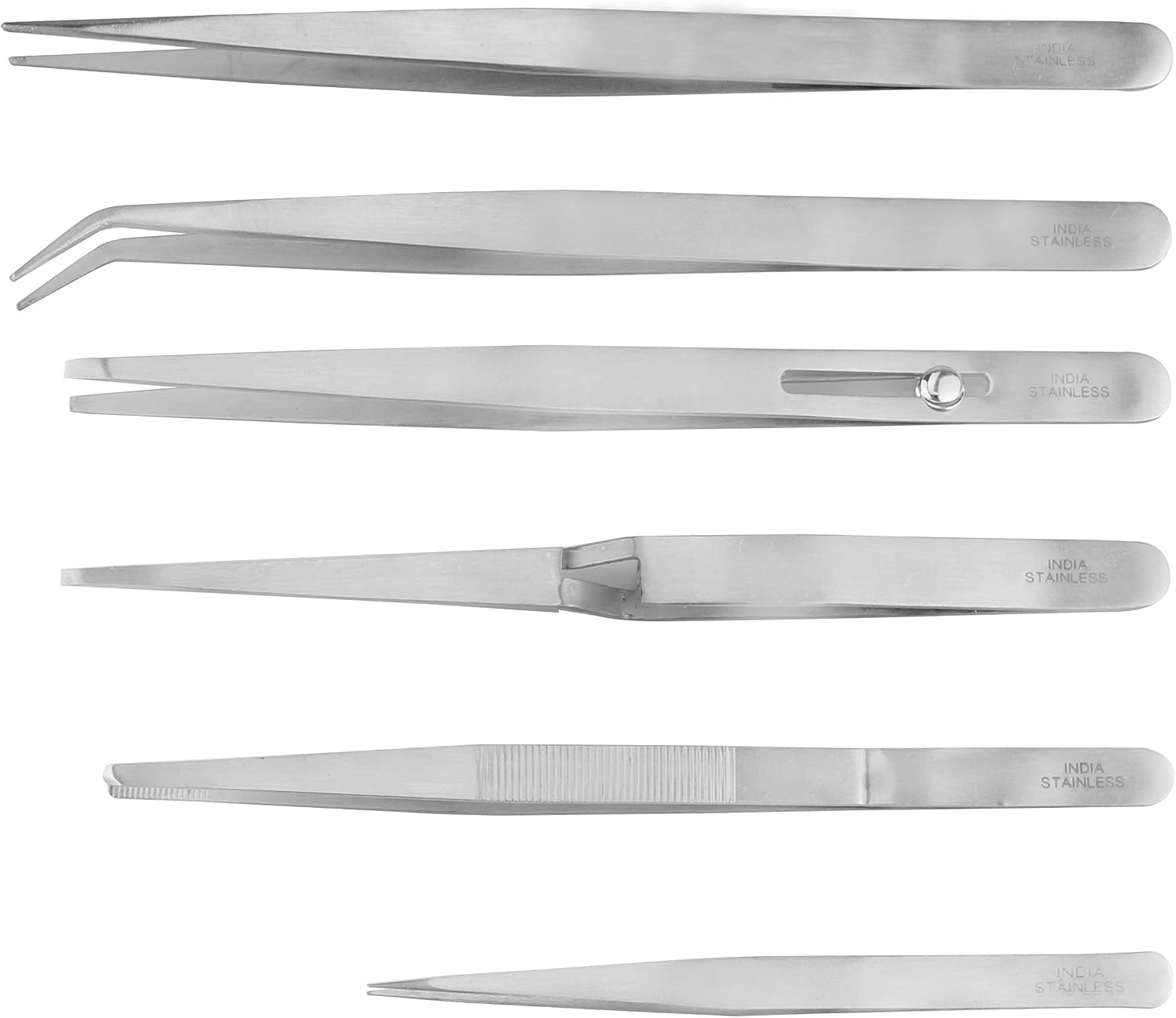 SE 6-Piece Stainless Steel Tweezers Set - TW2-406