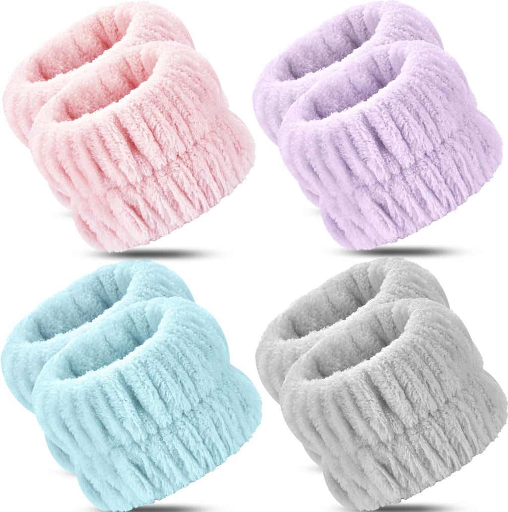 Wrist Bands for Washing Face, 8pcs Spa Face Washing Wristbands, Microfiber Arm Wrist Towels, Absorbent Wash Wristbands for Woman Men, Prevent Water from Spilling Down Your Arms