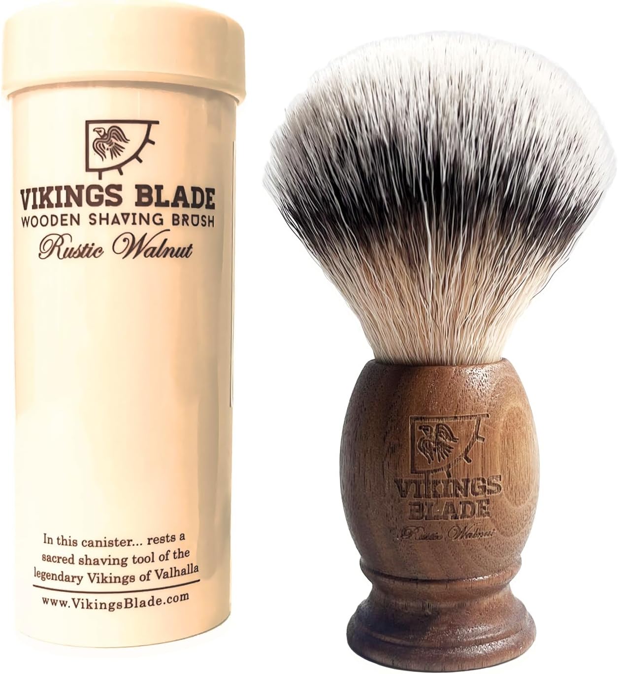 Wooden Shaving Brush for Men by VIKINGS BLADE, Super Strong Knot Backbone, Minimal Shedding, Fast Lather, Extremely Smooth & Plush on Skin (Rustic Walnut)
