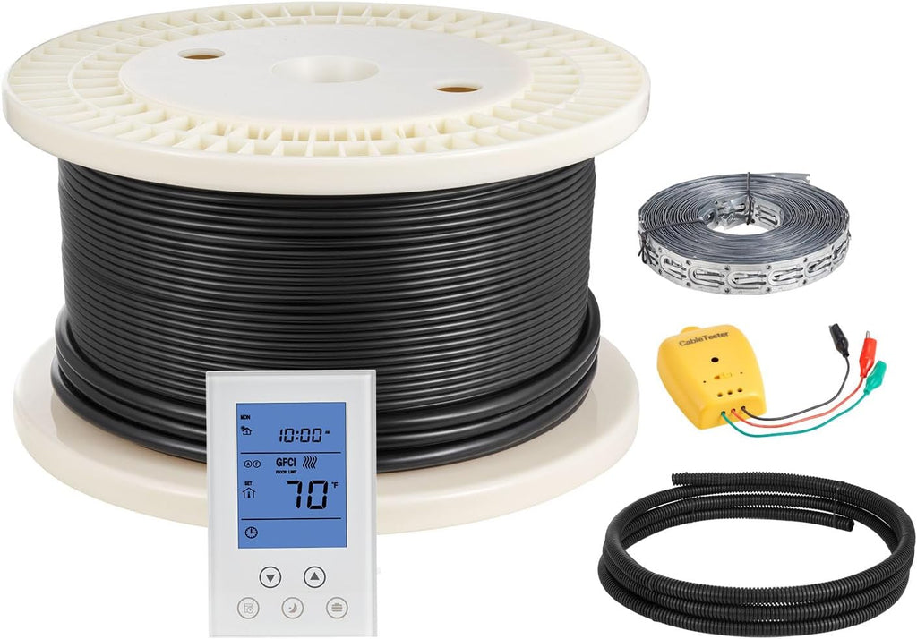 VEVOR Underfloor Heating Cable Kit, 200 sqft 240V, Smart Thermostat & Alarm, Easy Install for Tile, Stone & Vinyl Flooring