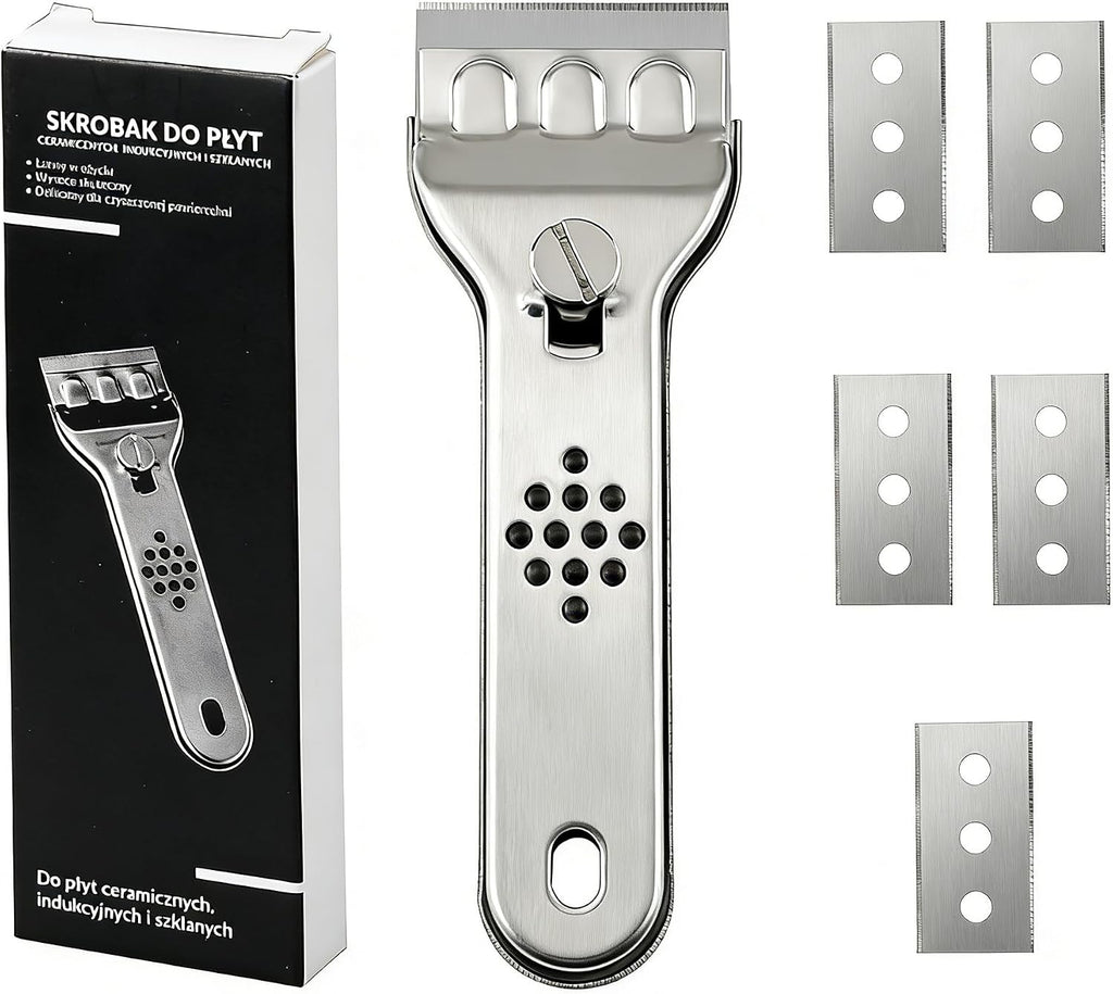Multifunctional Stainless Steel Cleaning Scraper, Heavy Duty Handheld Scraper Tool with Sharp Blade, Sturdy Cleaning Knife for Removing Stains, Grease, and Adhesives from Kitchen, Stove, and Surfaces