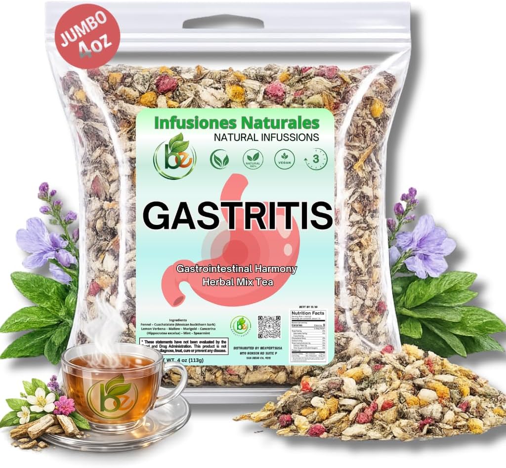 Gastritis-BYE Herbal Tea – 100% Natural Herbal Infusion – Compuesto de Hierbas Naturales – 4 oz – Herbal Mixture for Digestive Comfort – Té para Bienestar Estomacal – Non-GMO | No Cafeína