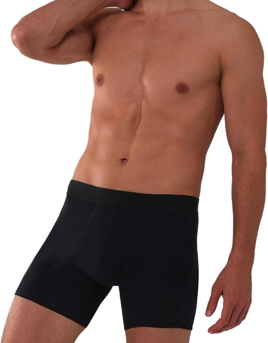 Washable Urinary Incontinence Underwear for Men, 5" Longer Leg Front Absorbent Boxer Brief for Bladder Control (Medium, Black)