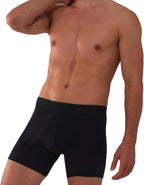 Washable Urinary Incontinence Underwear for Men, 5" Longer Leg Front Absorbent Boxer Brief for Bladder Control (Medium, Black)