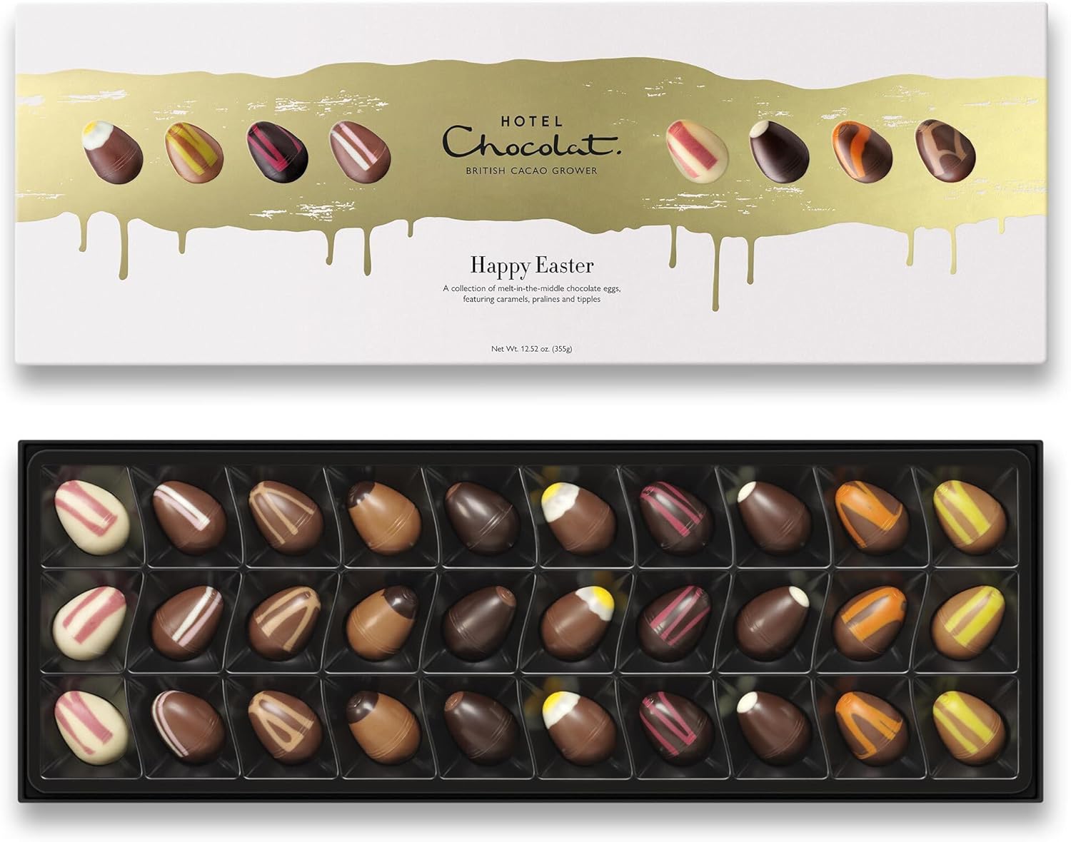Easter Chocolate Gift Box - 30 Assorted Gourmet Milk, Dark & White Chocolates Eggs – Luxury Easter Candy Gift – Hotel Chocolat Easter Sleekster