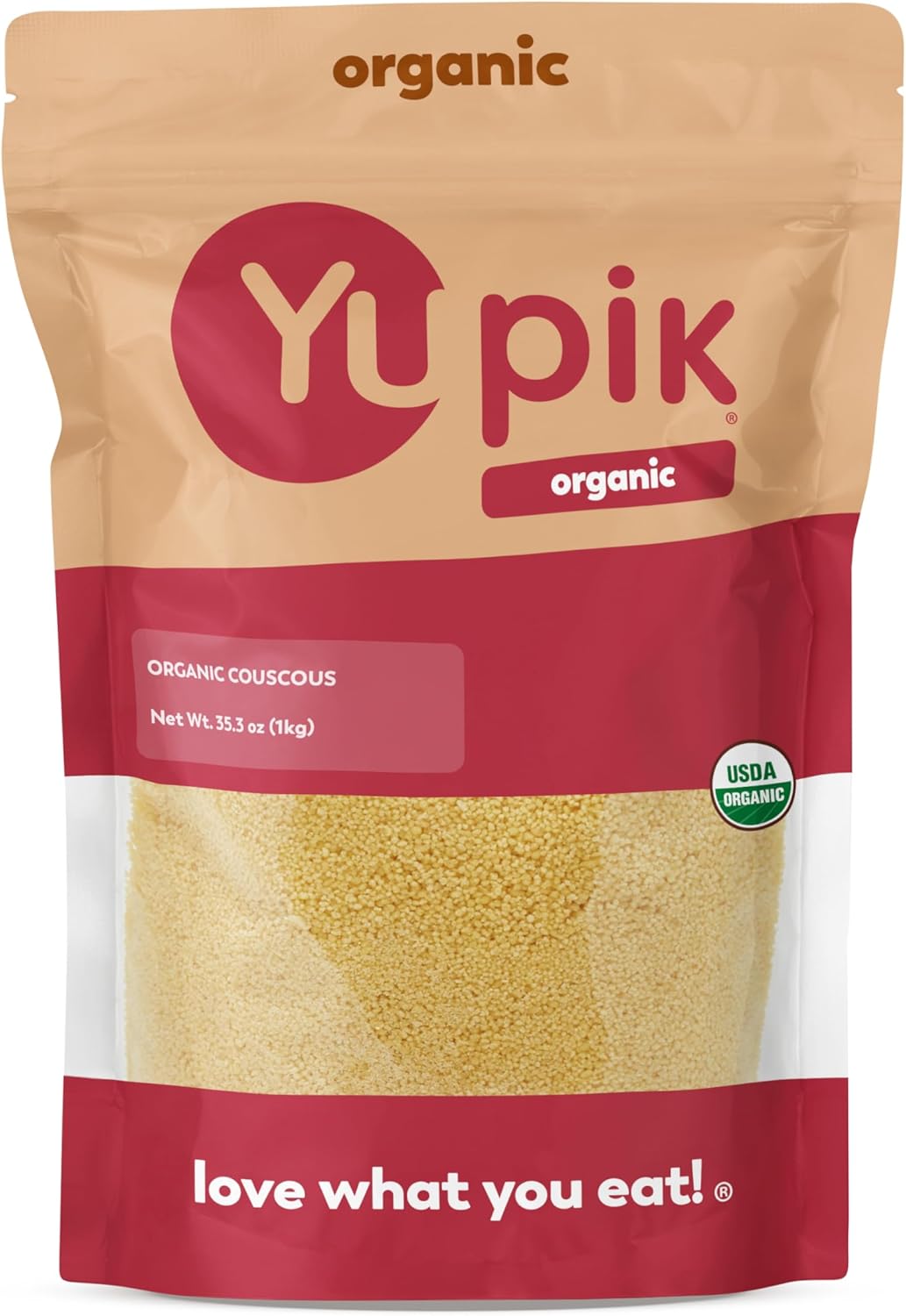 Yupik Organic Couscous, 2.2 lb (35.2 oz), Non-GMO, Vegan, Kosher, USDA Certified, Nutty & Tender Durum Wheat Grain, Low-Calorie, High Fiber & Protein, Ideal for Salads, Soups & Baking