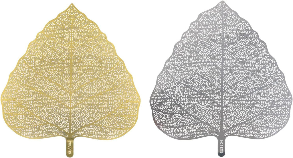 AYLIFU 2 PCS Tea Leaf Strainer Bodhi Leaf Shape Tea Strainer Stainless Steel Reusable Leaf Tea Separator Brewing Tools (Gold, Silver), CSW-/265D6S5D