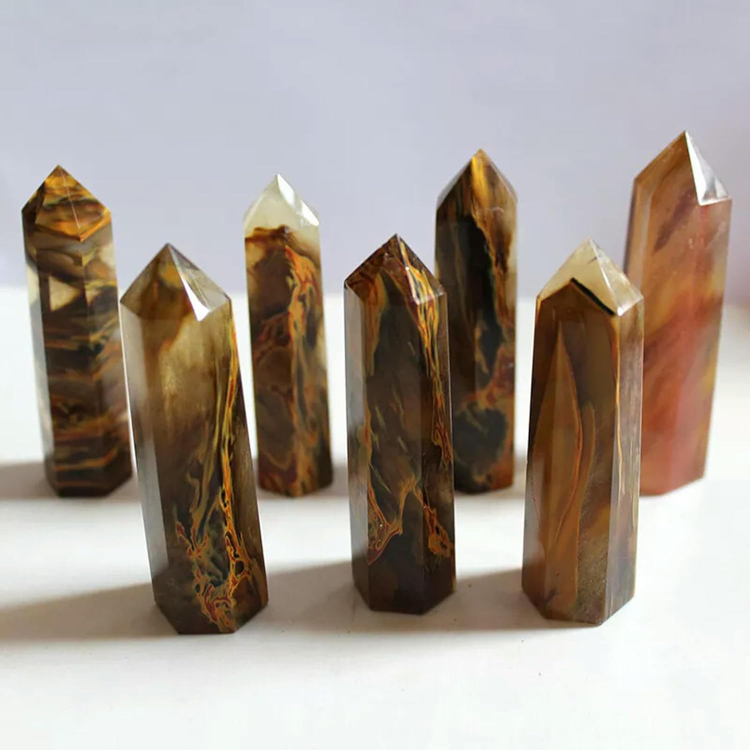 1Pc Natural Yellow Lemurian Citrine Quartz Crystal Point Stone 70-90mm