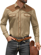 MioRoim Men's Cowboy Shirt Long Sleeve Button Down Western Shirts Vintage Denim Shirts