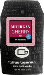 Coffee Beanery Michigan Cherry Swiss Water Process Decaf Flavored Coffee (Whole Bean) - 1 (12oz Bag) - Light-Medium Roast