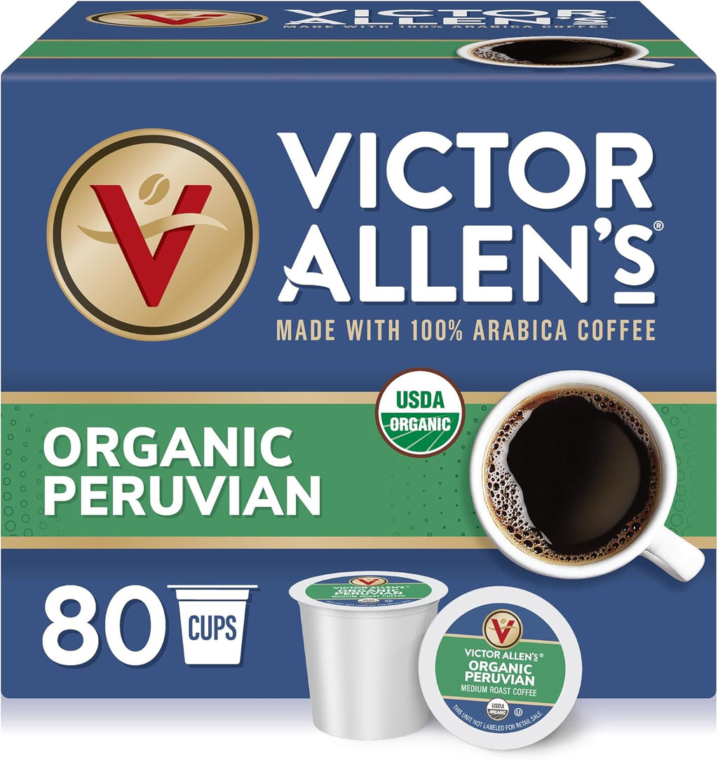 Victor Allen's Coffee Organic Peruvian, Medium Roast, 80 Count, Single Serve Coffee Pods for Keurig K-Cup Brewers