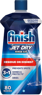 Finish Jet-Dry Dishwasher Rinse Aid, Compatible with Dishwasher Detergent, Prevents Spots & Residues, Dries, Shine & Protects, 8.45 oz, 80 Washes.