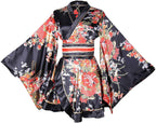 Kimono Costume Adult Japanese Geisha Floral Patten Gown Blossom Bathrobe Sleepwear With Obi Belt