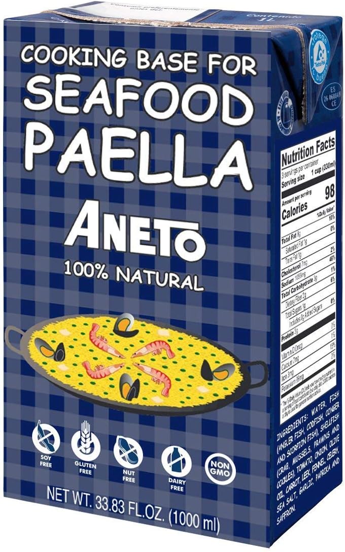 Aneto Seafood Paella Cooking Base Broth, 33.83 Fluid Ounce (6 Pack)