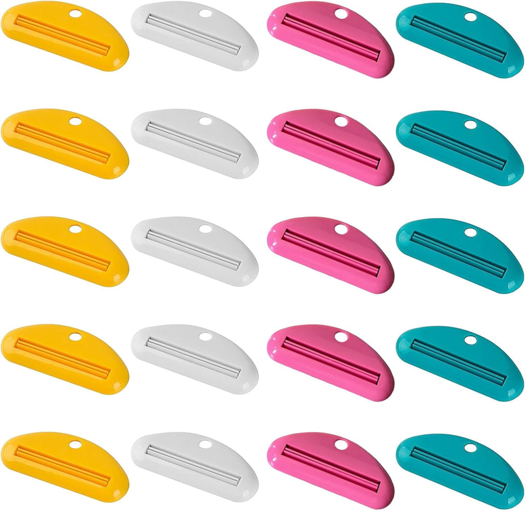 20pcs Plastic Toothpaste Squeezer 4-Color Toothpaste Tube Squeezer Cute Plastic Tube Squeezer Bracket, Multi Functional Toothpaste Squeezer, Used for Squeezing Residual Cleansing Milk Cosmetics