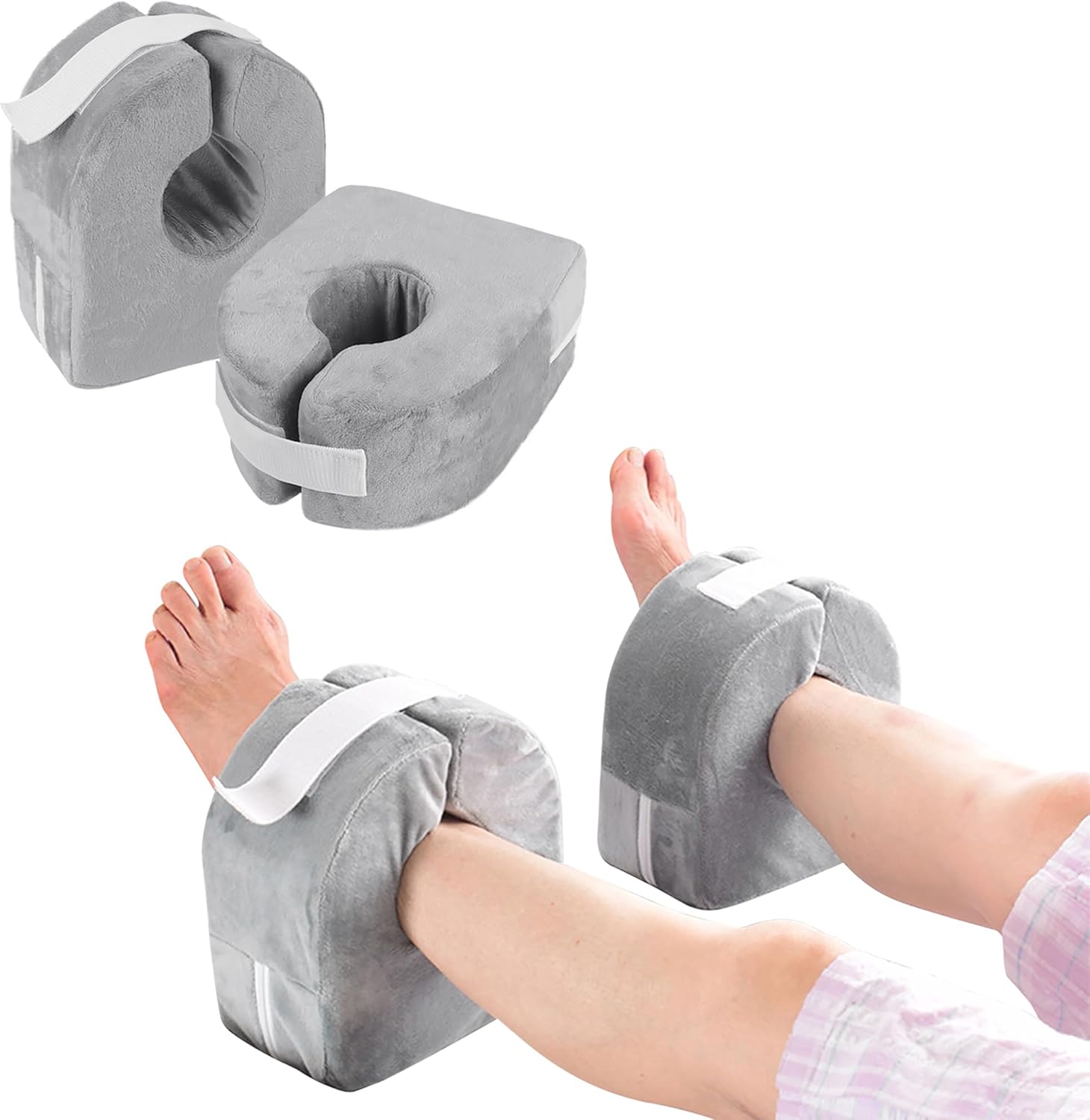 Foot Elevation Pillow Heel Protector for Pressure Sores Ulcer Foot Wedge Support Elevator Ankle Pillow Anti Bed Sore Pad Relieve Cushion Leg Rest for Elderly Bedridden Patients (Grey 2 * Pcs)
